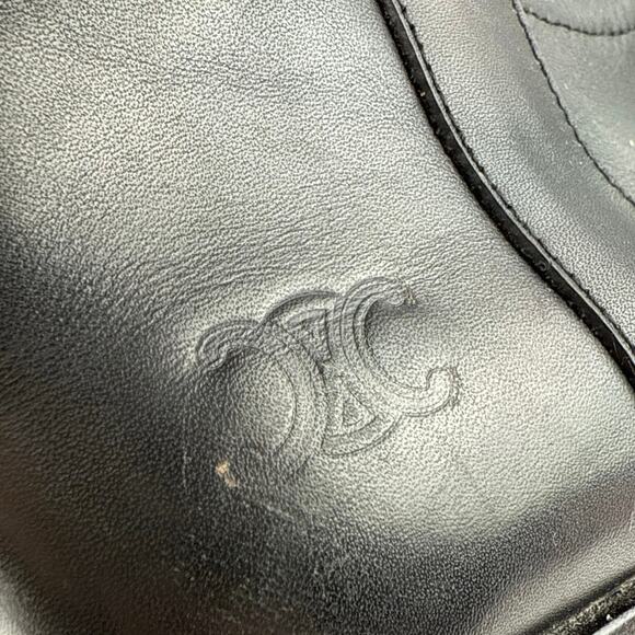 Celine Paris Women's Black Leather Block Heele Mid Calf Boots Size 37 US 6.5 - Picture 6 of 9